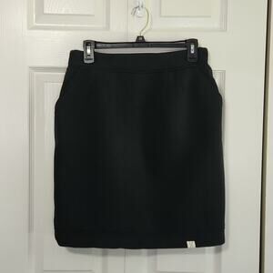 BYTAVI Black Knee Length Skirt Size Med Elastic Waist Pockets Pleated Athleisure
